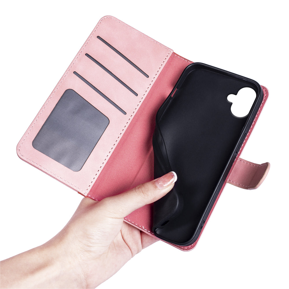 For Samsung Galaxy A06 Wallet Case Leather Phone Cover Splicing Color - Pink