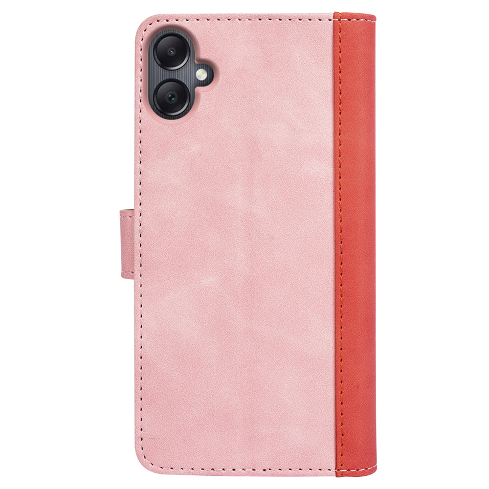 For Samsung Galaxy A06 Wallet Case Leather Phone Cover Splicing Color - Pink