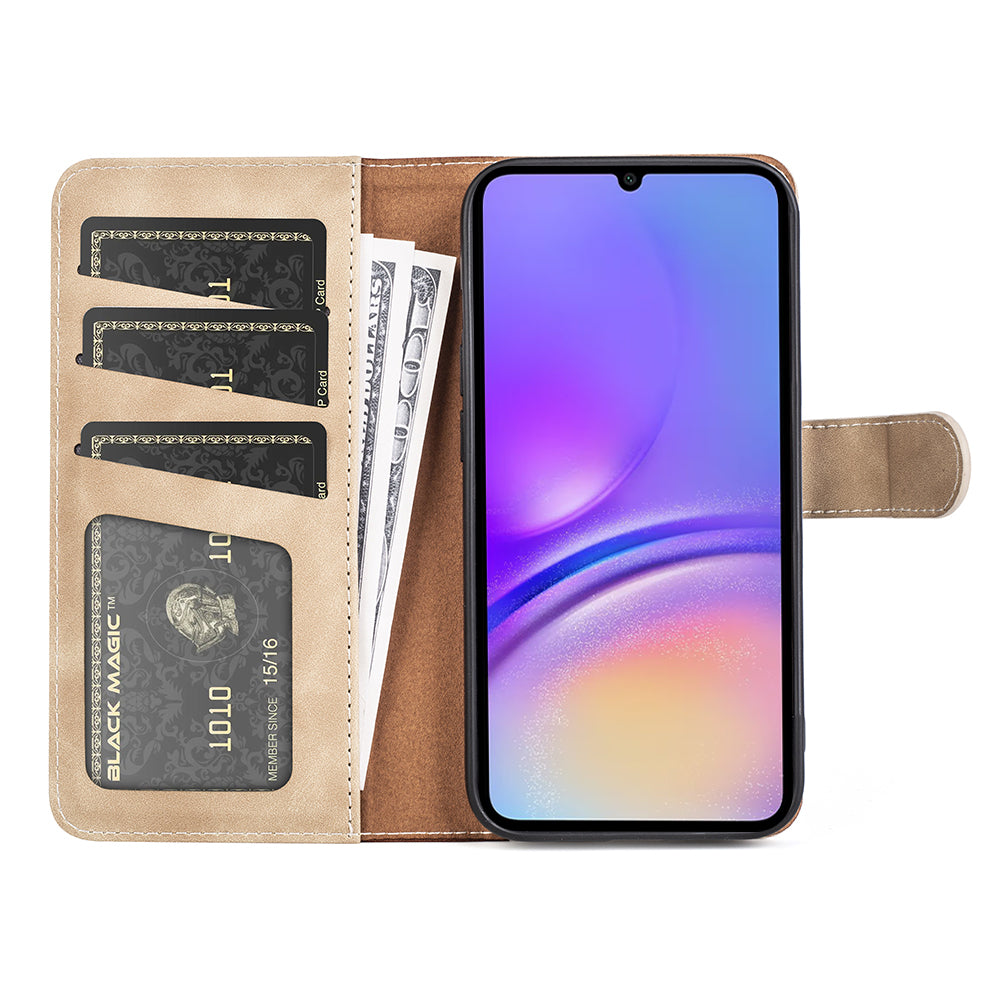 For Samsung Galaxy A06 Wallet Case Leather Phone Cover Splicing Color - Yellow