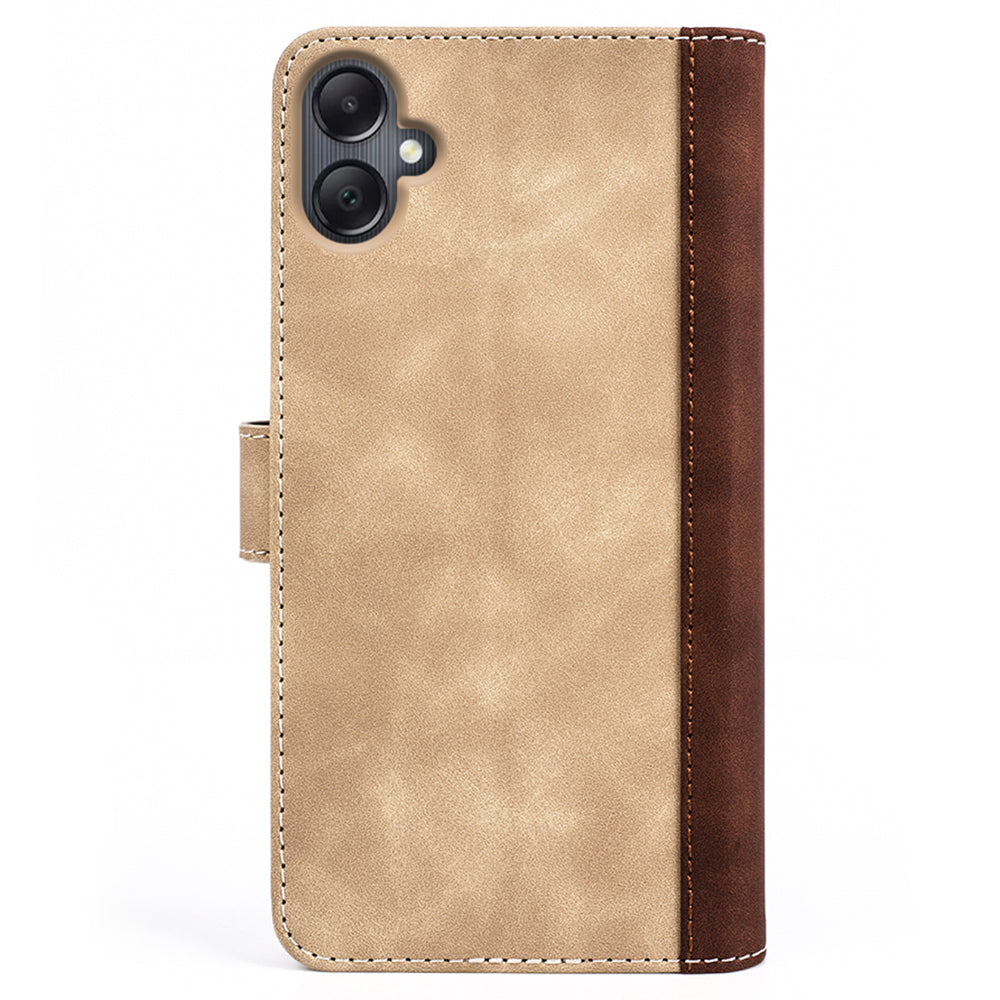 For Samsung Galaxy A06 Wallet Case Leather Phone Cover Splicing Color - Yellow