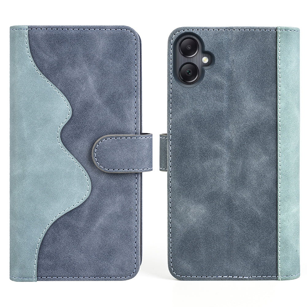For Samsung Galaxy A06 Wallet Case Leather Phone Cover Splicing Color - Blue