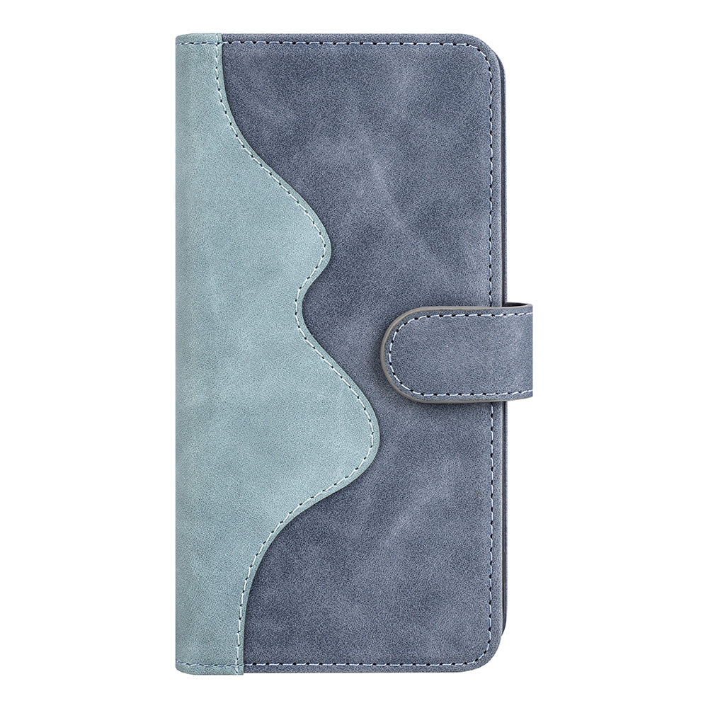For Samsung Galaxy A06 Wallet Case Leather Phone Cover Splicing Color - Blue