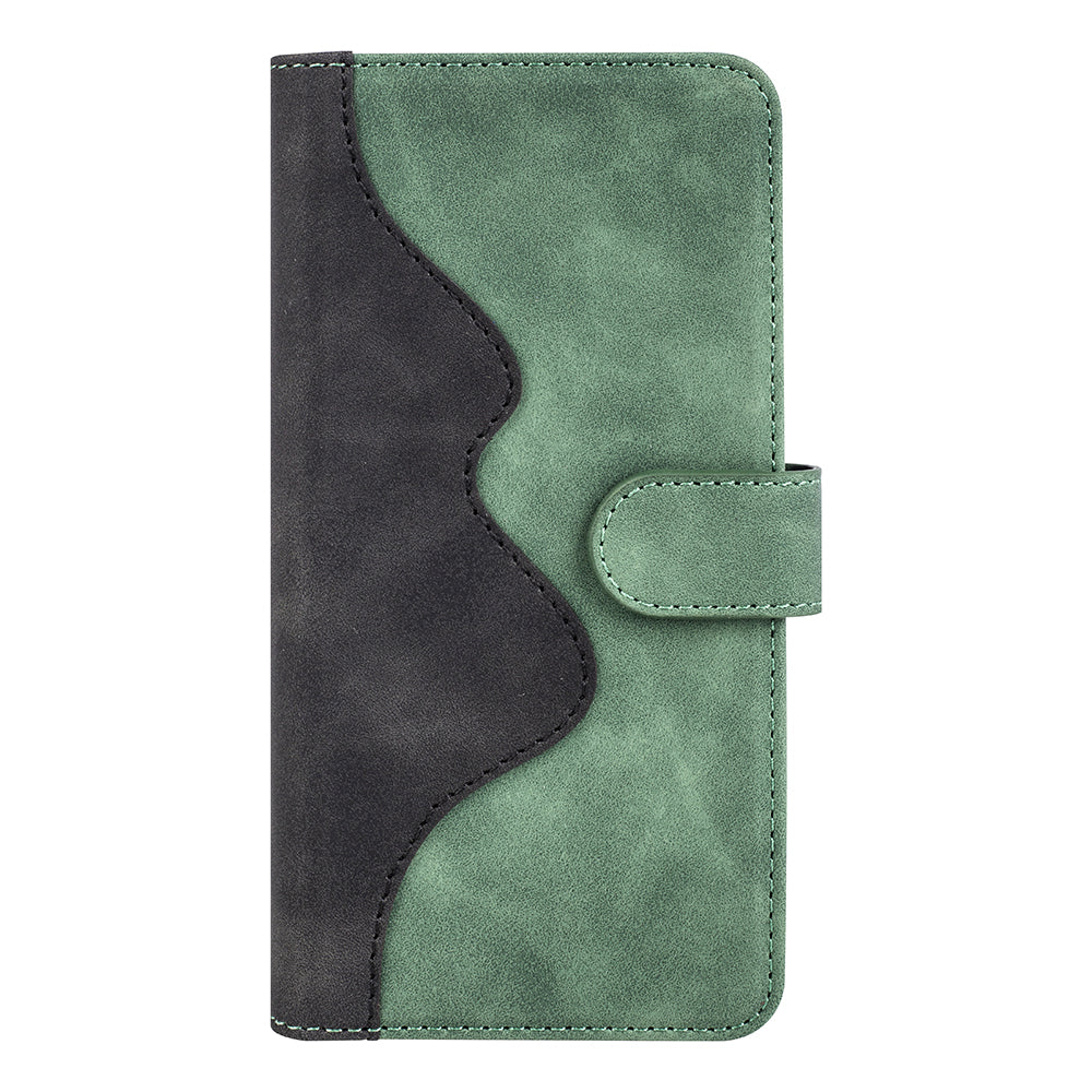 For Samsung Galaxy A06 Wallet Case Leather Phone Cover Splicing Color - Green