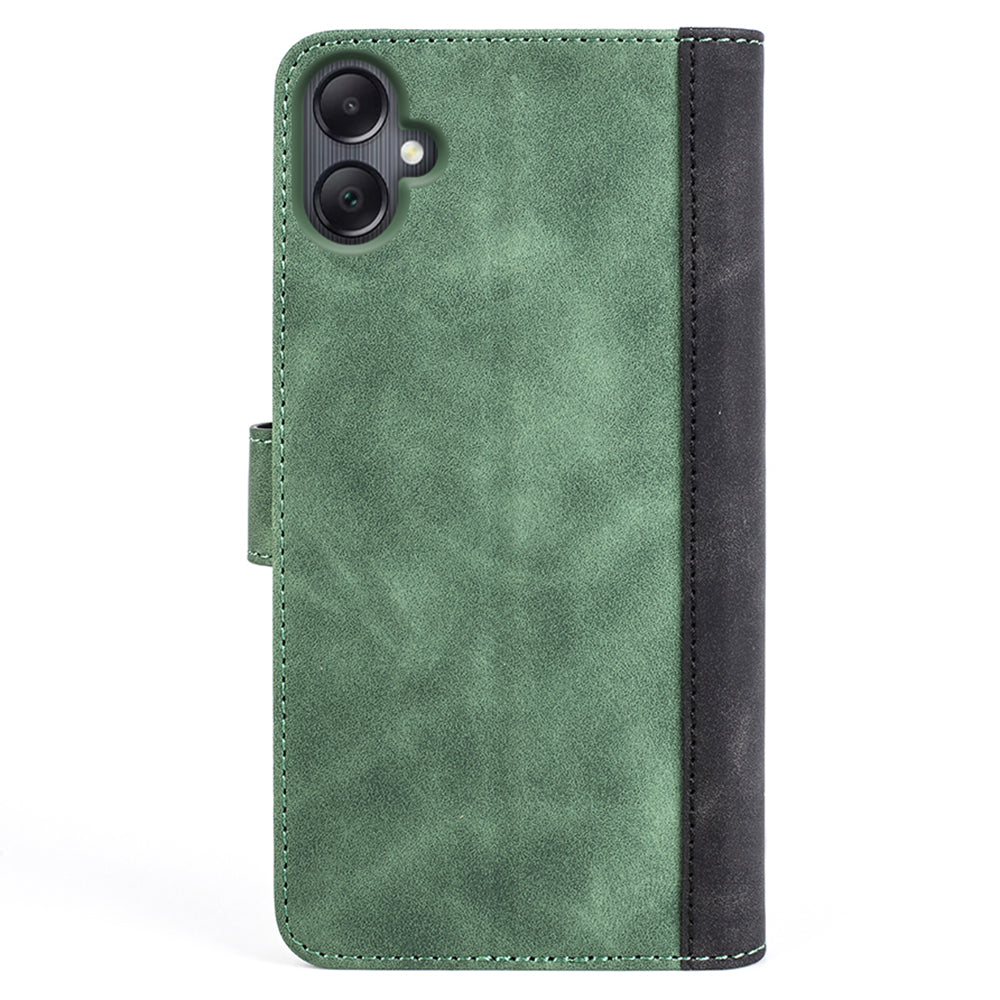 For Samsung Galaxy A06 Wallet Case Leather Phone Cover Splicing Color - Green