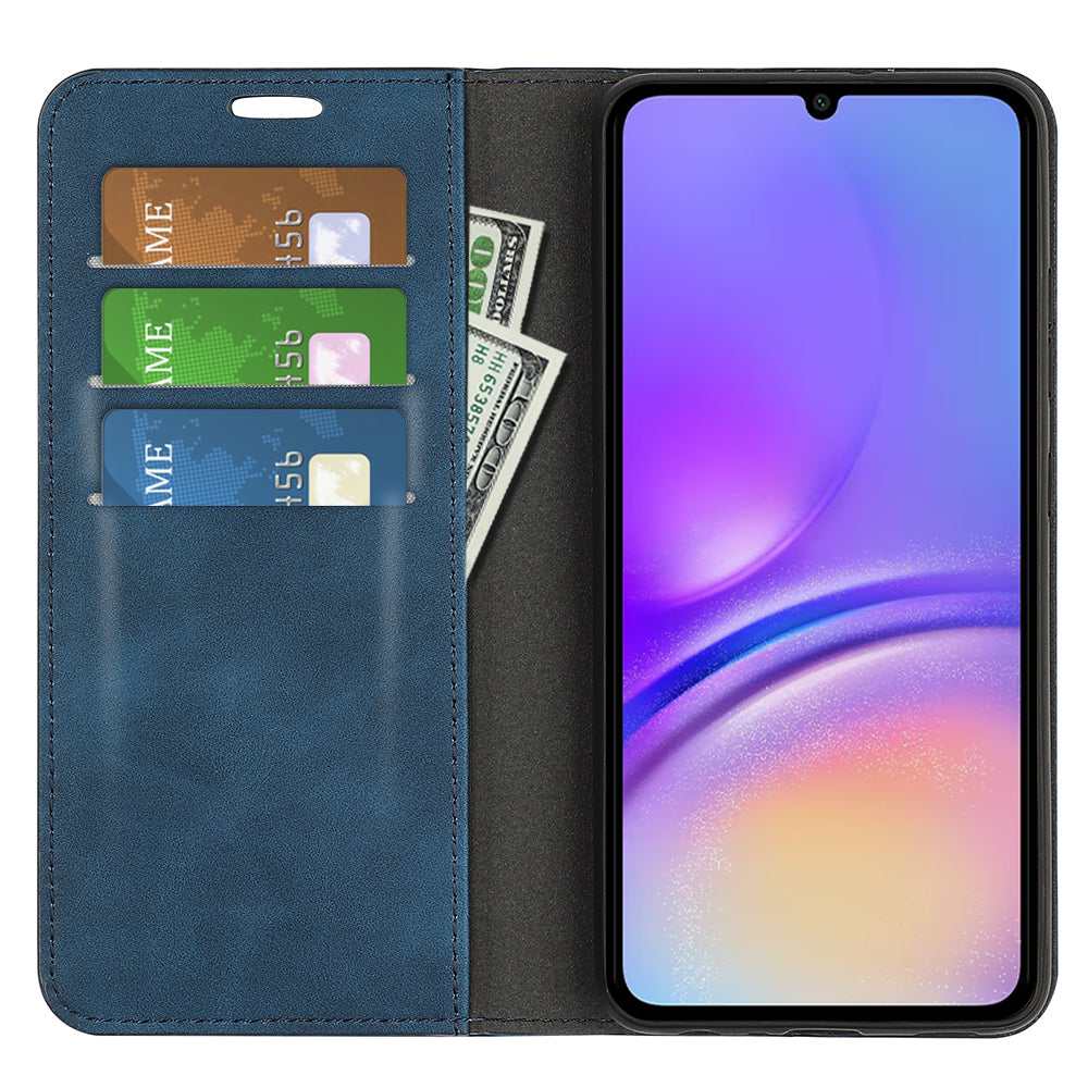 For Samsung Galaxy A06 Case Skin-Touch Leather Wallet Phone Cover - Blue