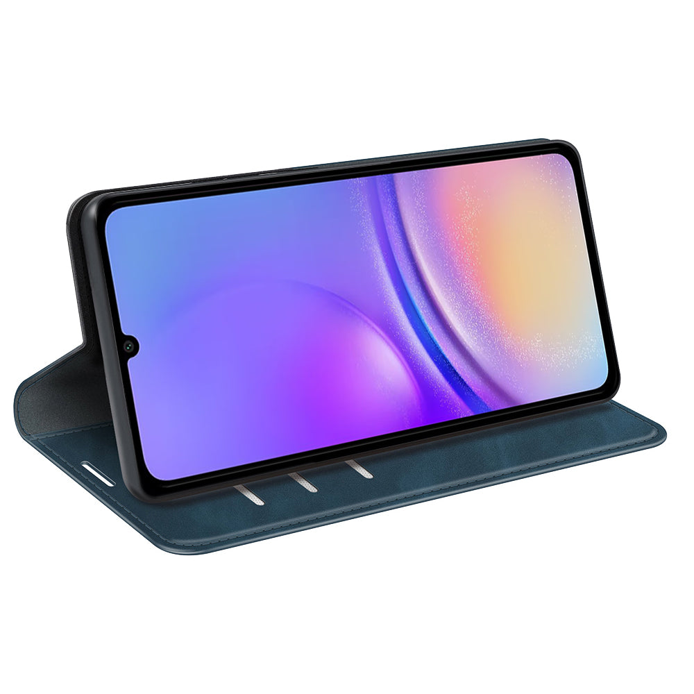 For Samsung Galaxy A06 Case Skin-Touch Leather Wallet Phone Cover - Blue