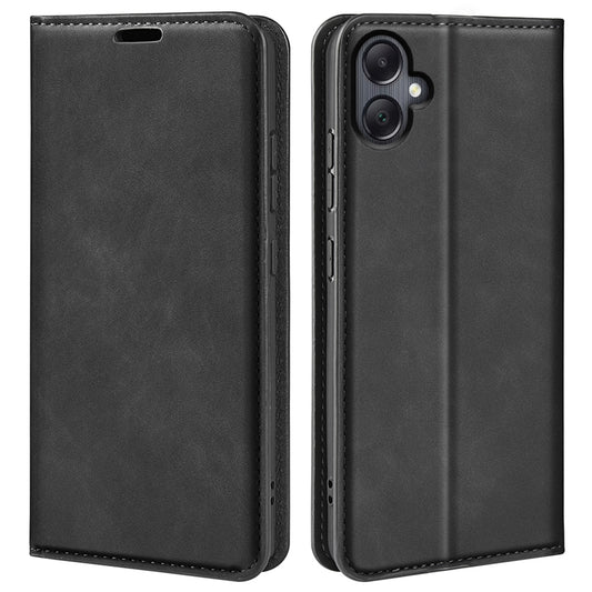 For Samsung Galaxy A06 Case Skin-Touch Leather Wallet Phone Cover - Black
