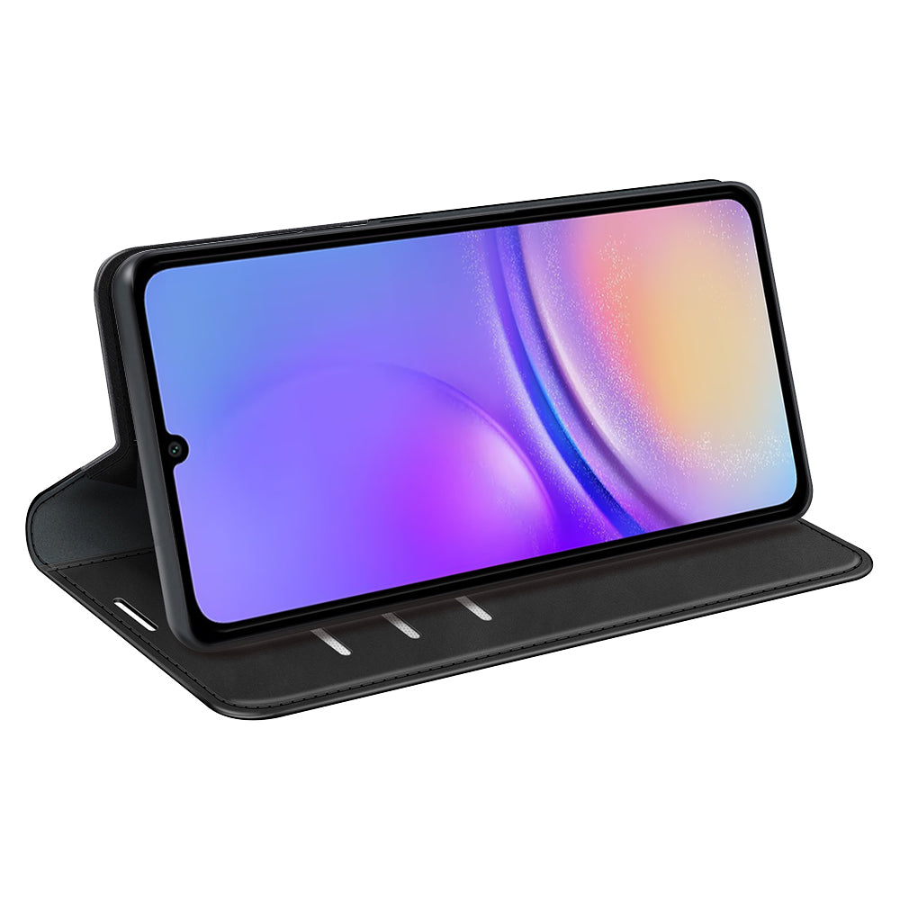 For Samsung Galaxy A06 Case Skin-Touch Leather Wallet Phone Cover - Black