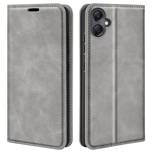 For Samsung Galaxy A06 Case Skin-Touch Leather Wallet Phone Cover - Grey