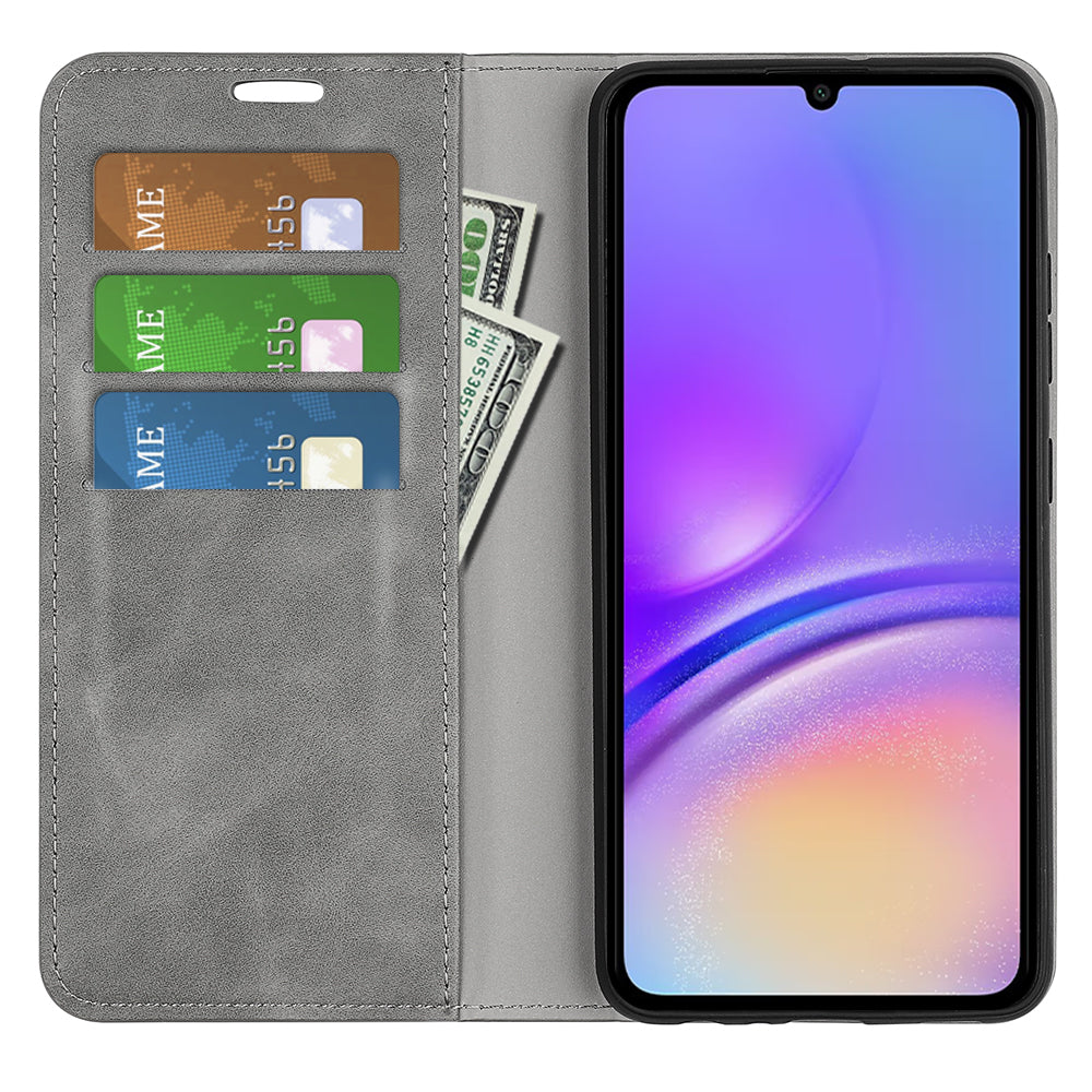For Samsung Galaxy A06 Case Skin-Touch Leather Wallet Phone Cover - Grey