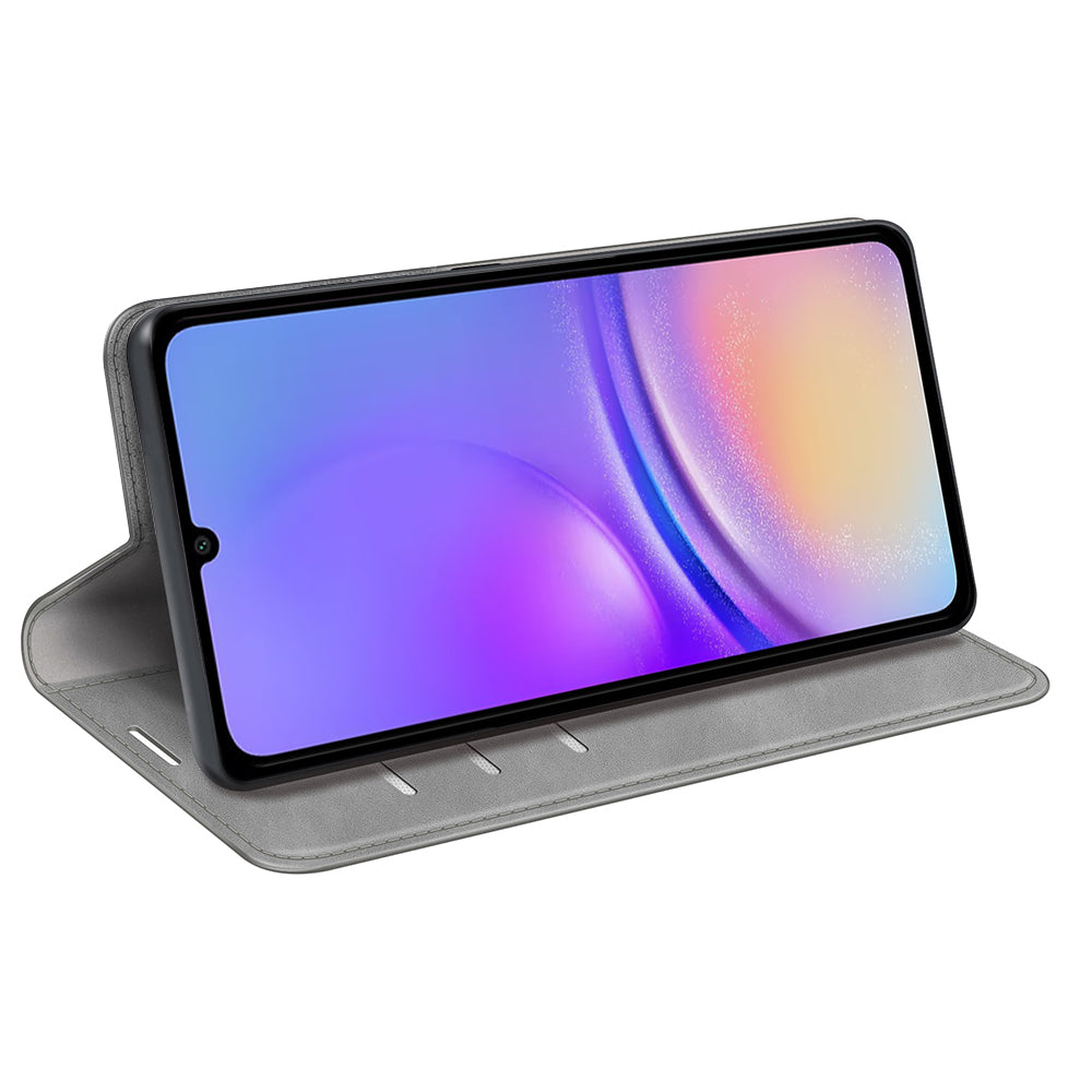 For Samsung Galaxy A06 Case Skin-Touch Leather Wallet Phone Cover - Grey