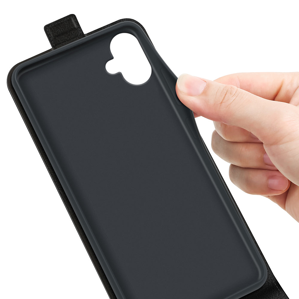 For Samsung Galaxy A06 Case with Card Slots Vertical Flip Leather Phone Cover - Black