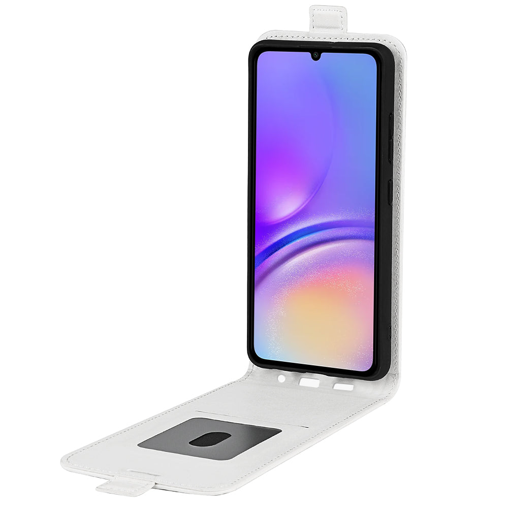 For Samsung Galaxy A06 Case with Card Slots Vertical Flip Leather Phone Cover - White