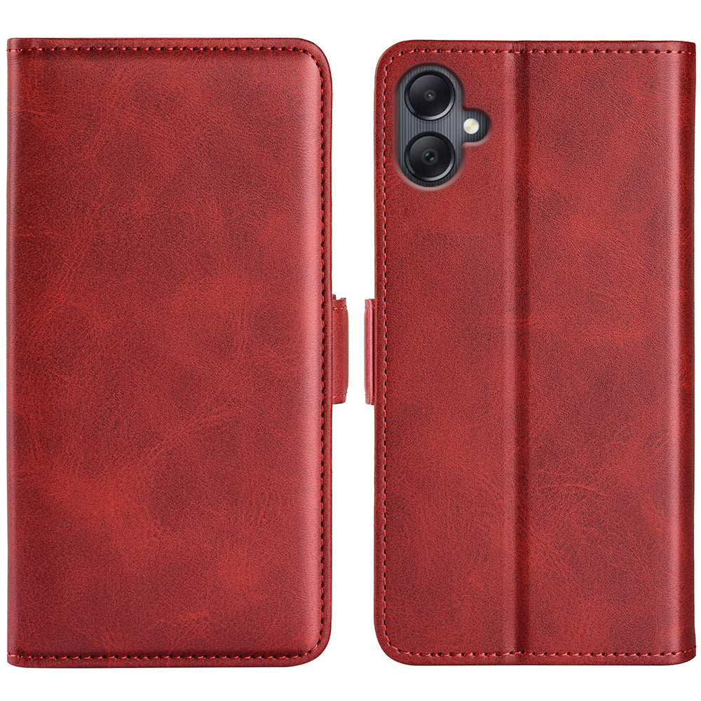 For Samsung Galaxy A06 Stand Case Calf Texture Leather Wallet Phone Cover - Red