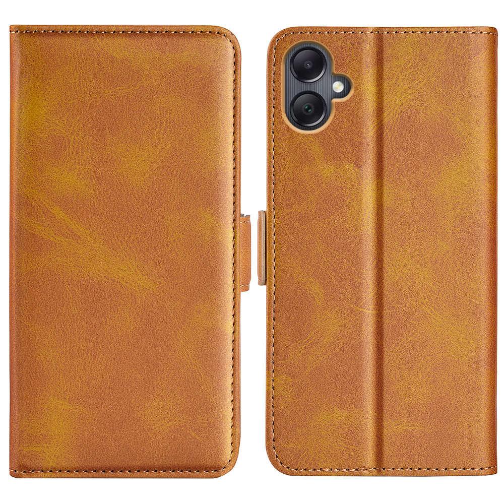 For Samsung Galaxy A06 Stand Case Calf Texture Leather Wallet Phone Cover - Yellow