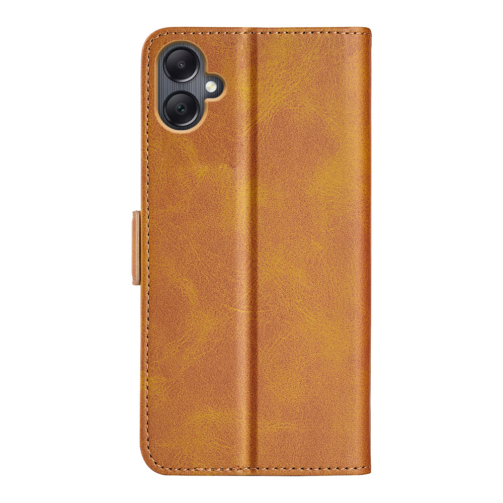 For Samsung Galaxy A06 Stand Case Calf Texture Leather Wallet Phone Cover - Yellow