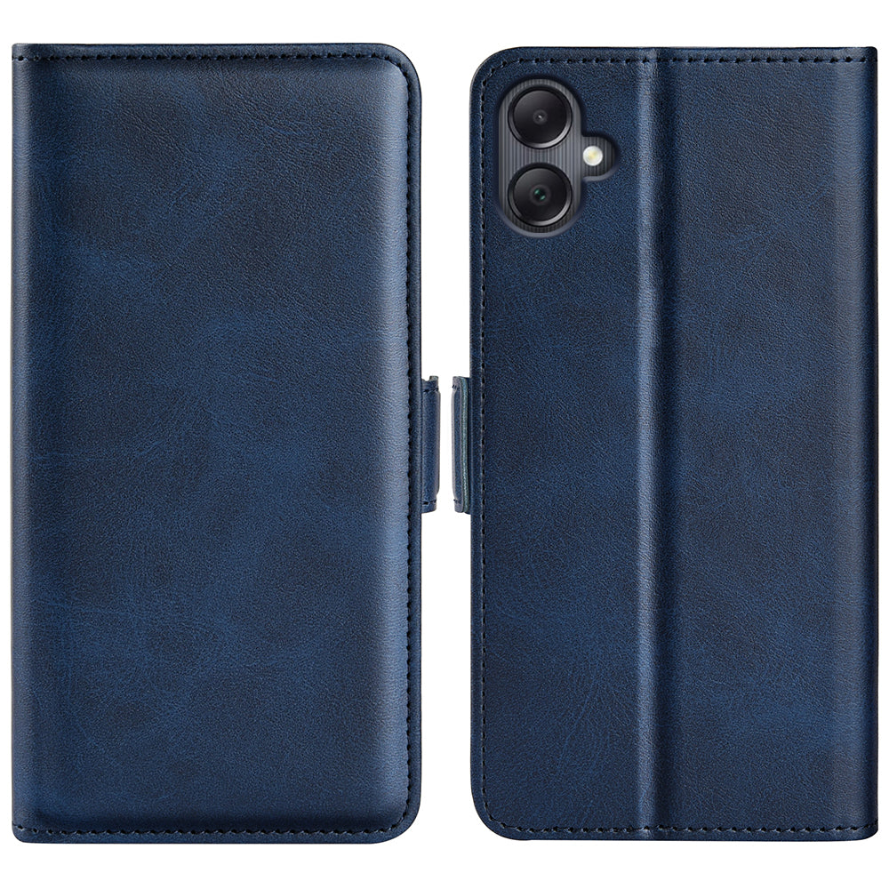 For Samsung Galaxy A06 Stand Case Calf Texture Leather Wallet Phone Cover - Blue