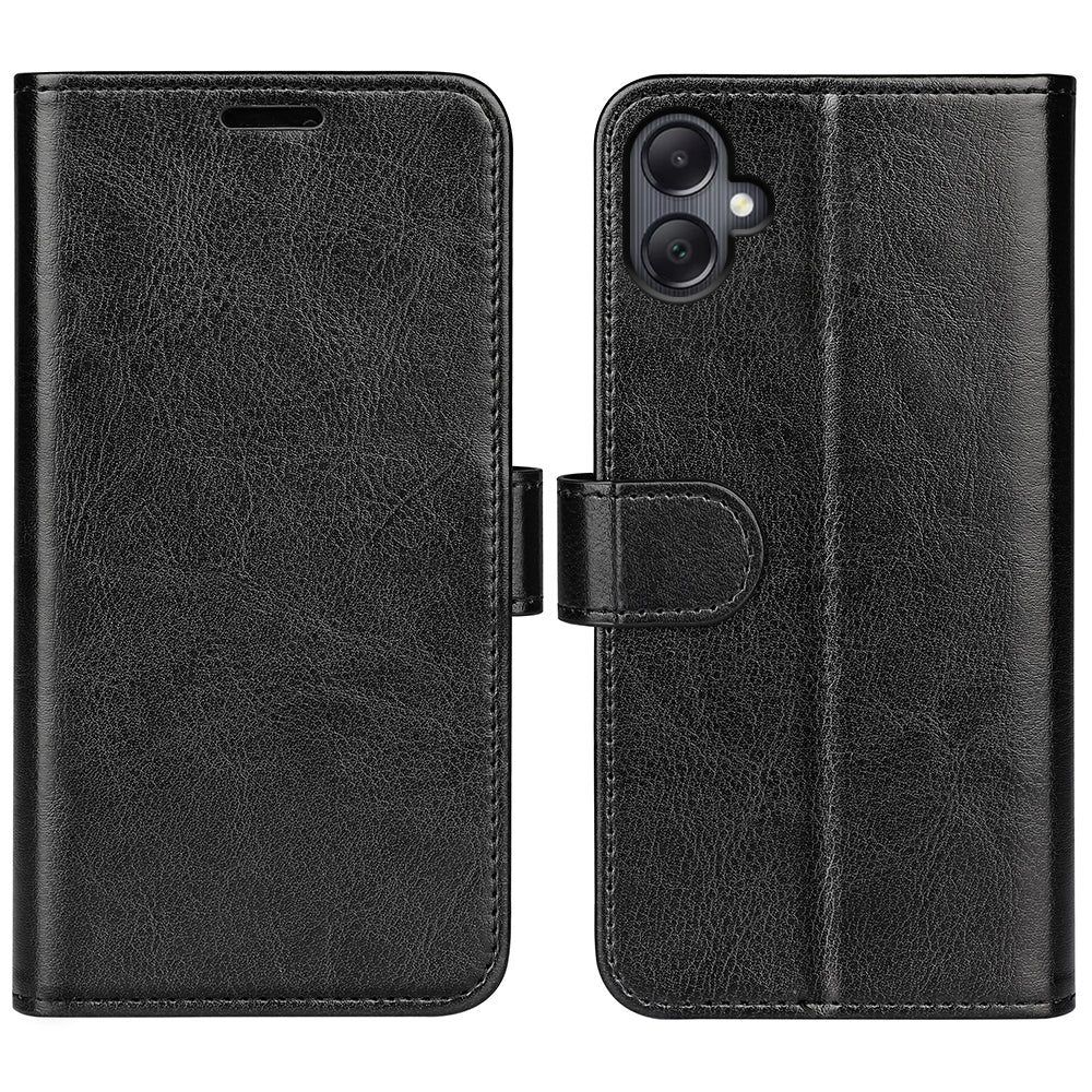 For Samsung Galaxy A06 Wallet Case Crazy Horse Texture Stand Leather Phone Cover - Black