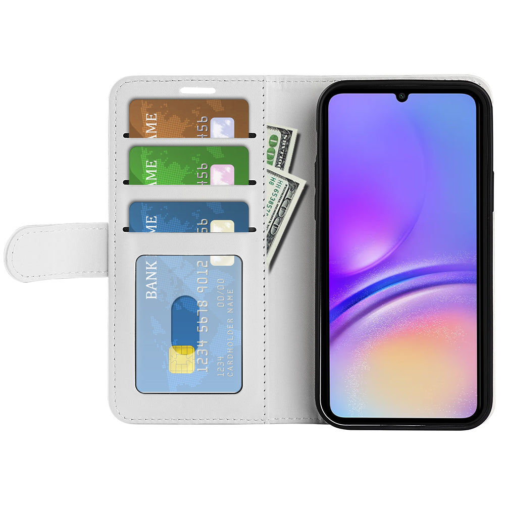 For Samsung Galaxy A06 Wallet Case Crazy Horse Texture Stand Leather Phone Cover - White