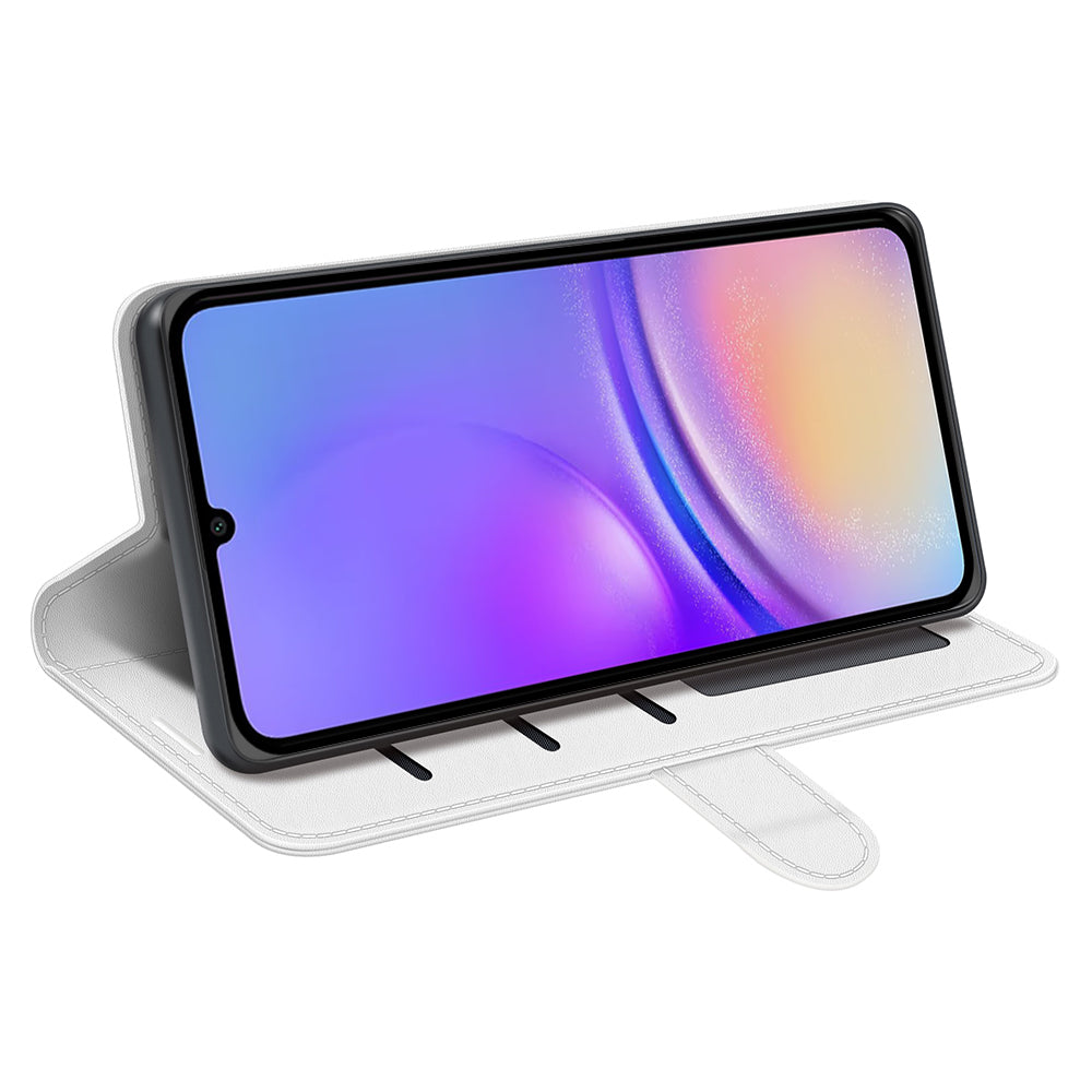 For Samsung Galaxy A06 Wallet Case Crazy Horse Texture Stand Leather Phone Cover - White