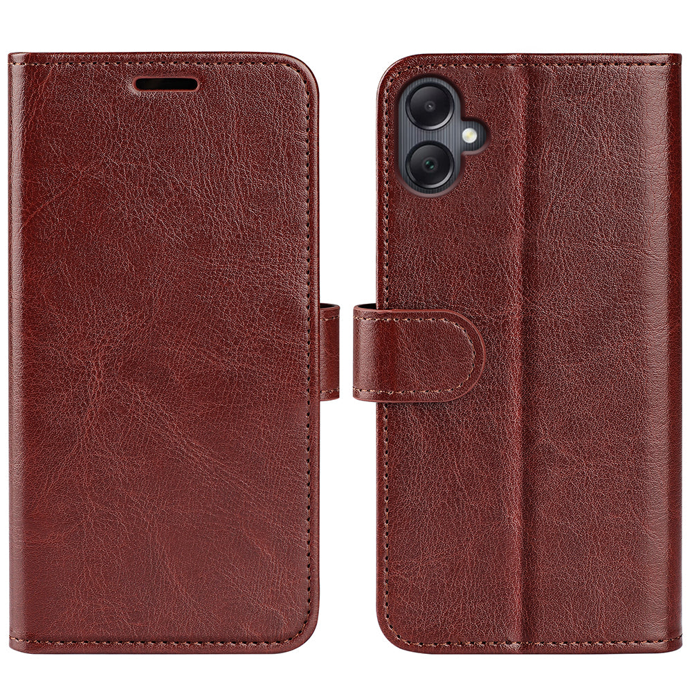 For Samsung Galaxy A06 Wallet Case Crazy Horse Texture Stand Leather Phone Cover - Brown
