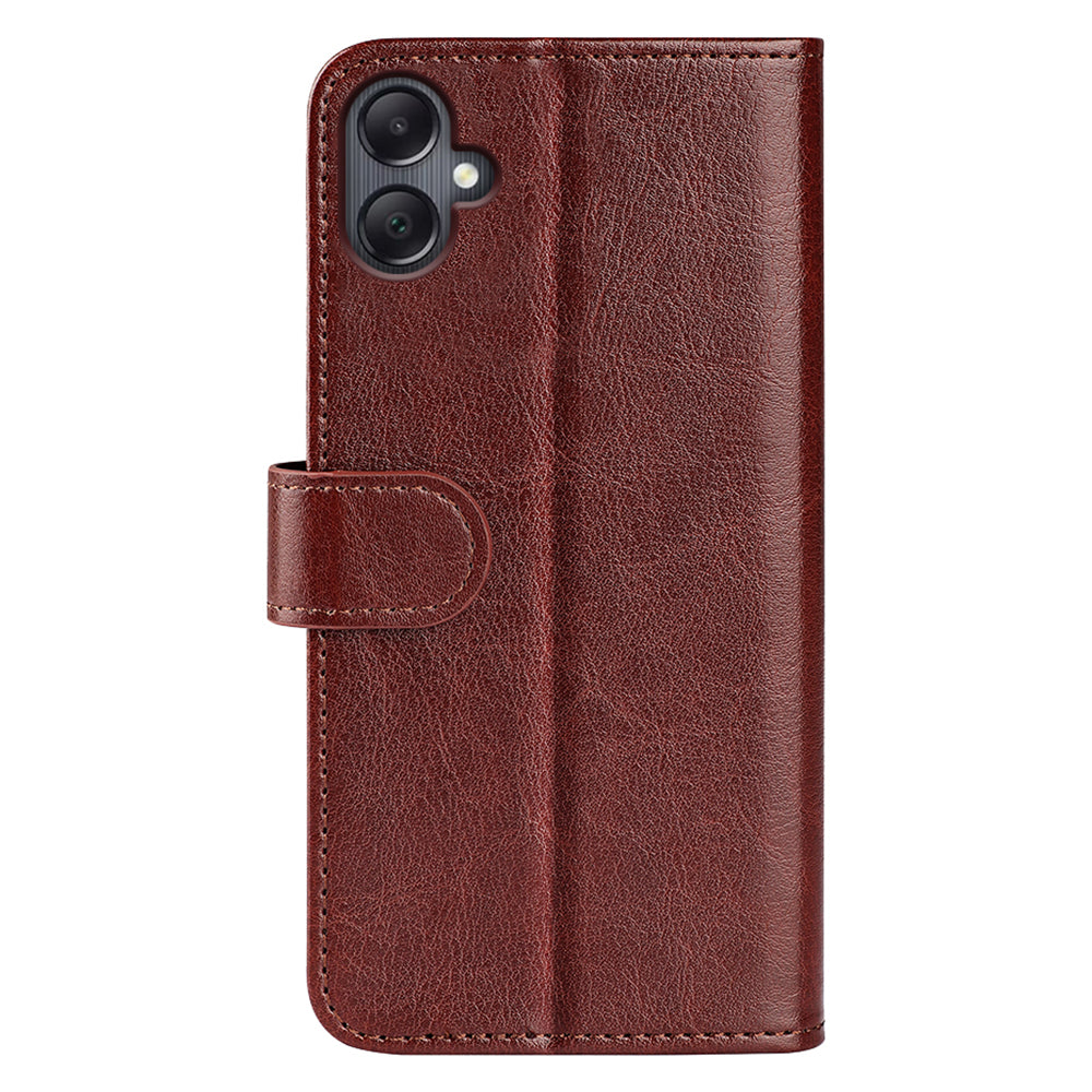 For Samsung Galaxy A06 Wallet Case Crazy Horse Texture Stand Leather Phone Cover - Brown