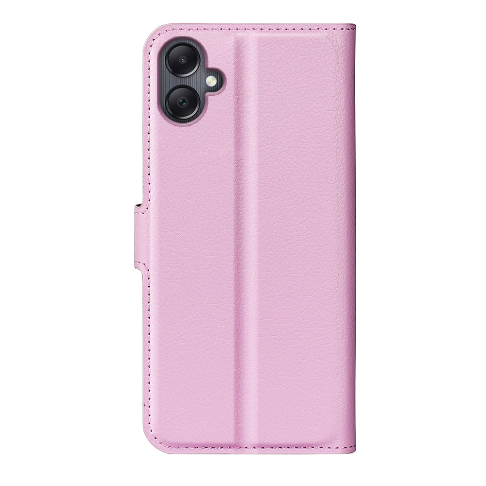 For Samsung Galaxy A06 Case Litchi Texture Shockproof Leather Wallet Phone Cover - Pink