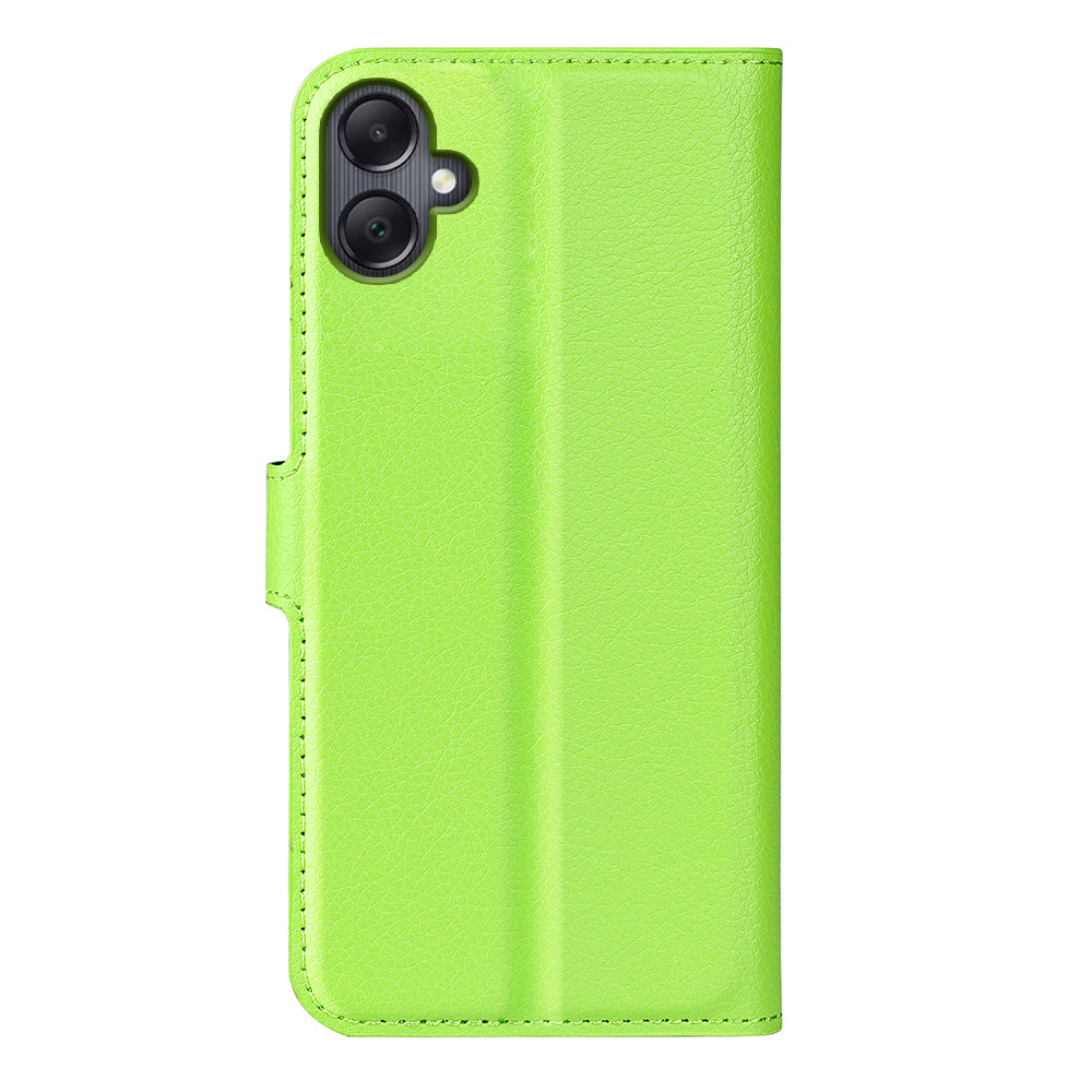 For Samsung Galaxy A06 Case Litchi Texture Shockproof Leather Wallet Phone Cover - Green