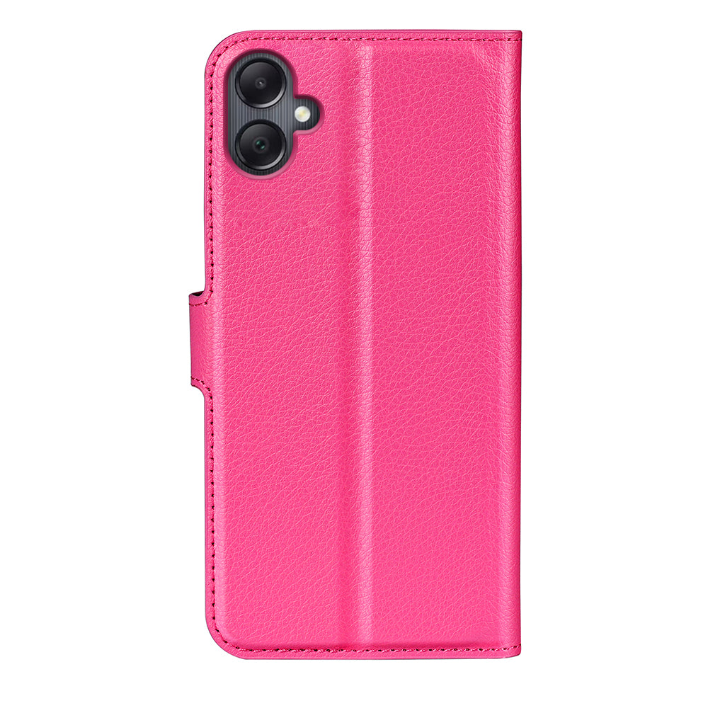 For Samsung Galaxy A06 Case Litchi Texture Shockproof Leather Wallet Phone Cover - Rose