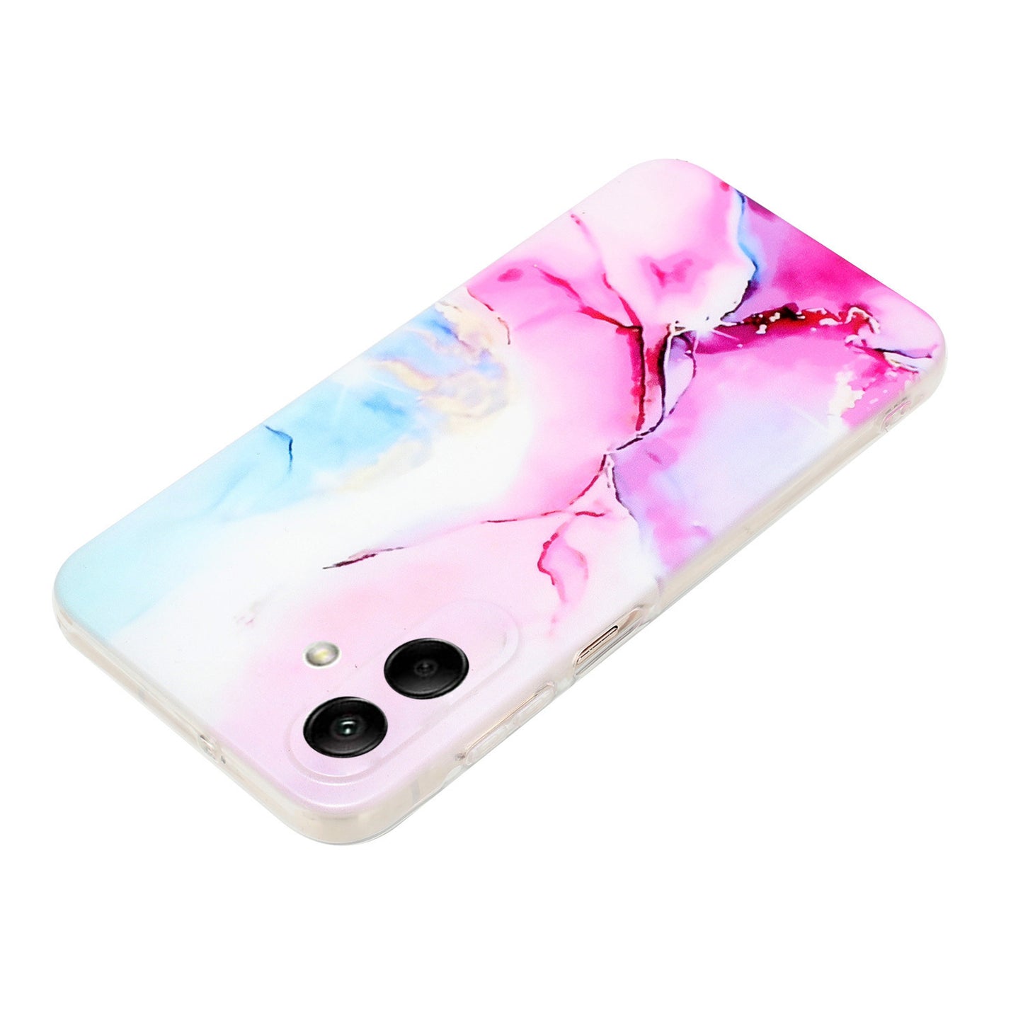 For Samsung Galaxy A06 Case Flexible TPU Marble Pattern Phone Cover - Pink / Blue