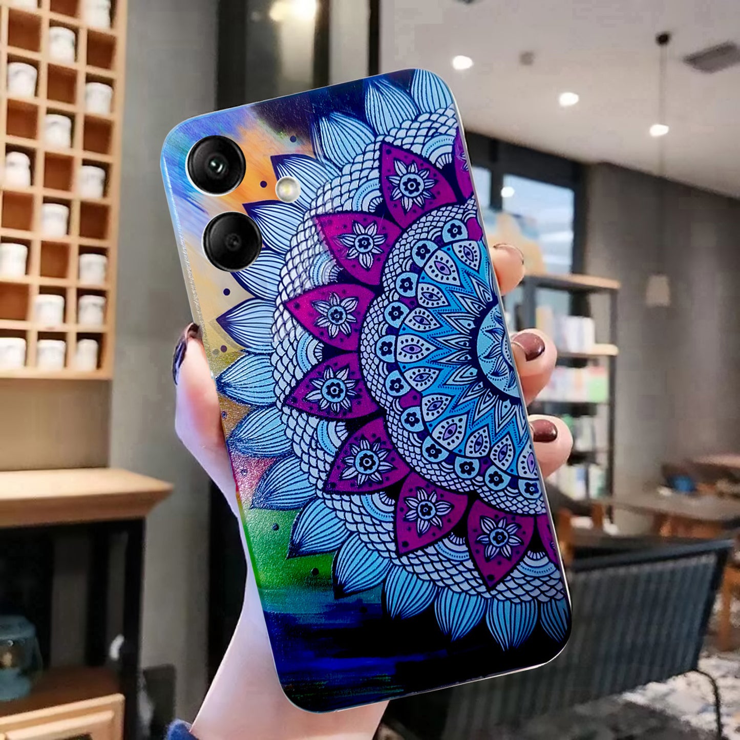 For Samsung Galaxy A06 Case Pattern Printing Cell Phone TPU Back Cover - Mandala Flower