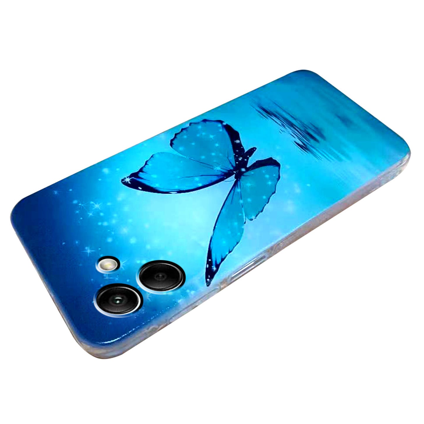 For Samsung Galaxy A06 Case Pattern Printing Cell Phone TPU Back Cover - Blue Butterfly