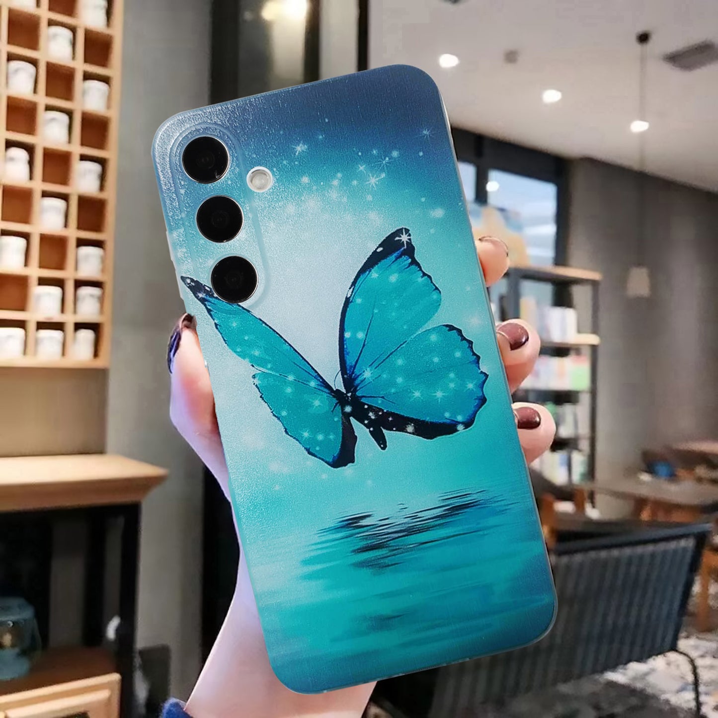 For Samsung Galaxy A16 5G / A16 4G Case Pattern Printing Cell Phone TPU Back Cover - Blue Butterfly