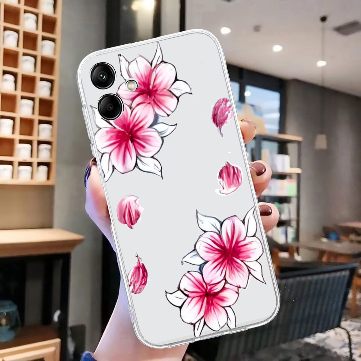 For Samsung Galaxy A06 Case Pattern Printing Soft TPU Back Phone Cover - Sakura