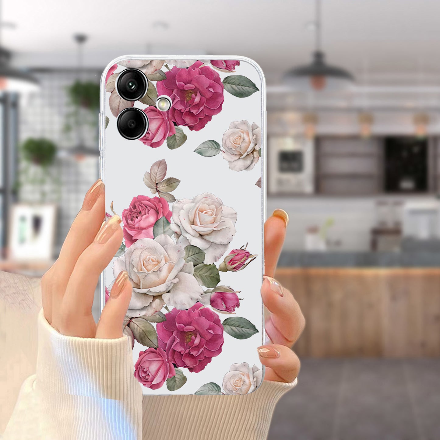 For Samsung Galaxy A06 Case Pattern Printing Soft TPU Back Phone Cover - Peony