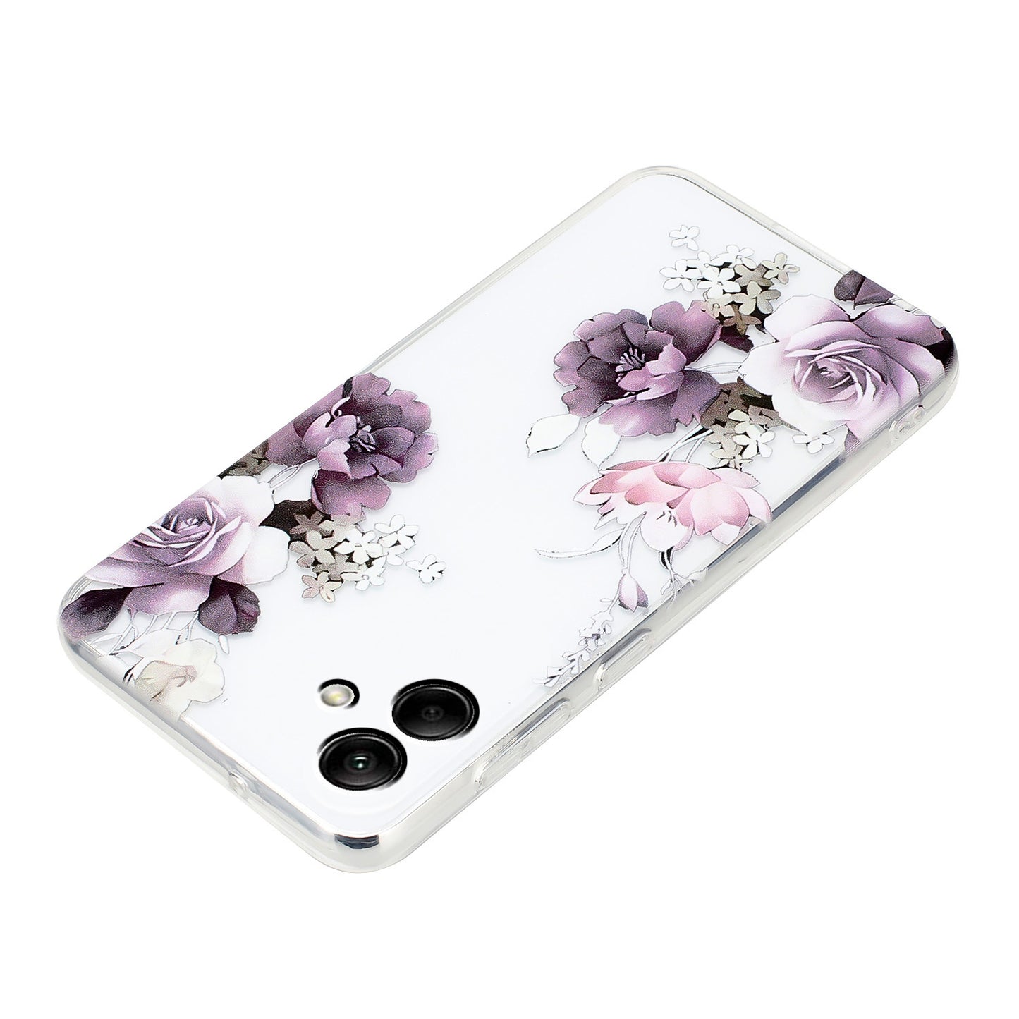 For Samsung Galaxy A06 Case Pattern Printing Soft TPU Back Phone Cover - Purple Peony