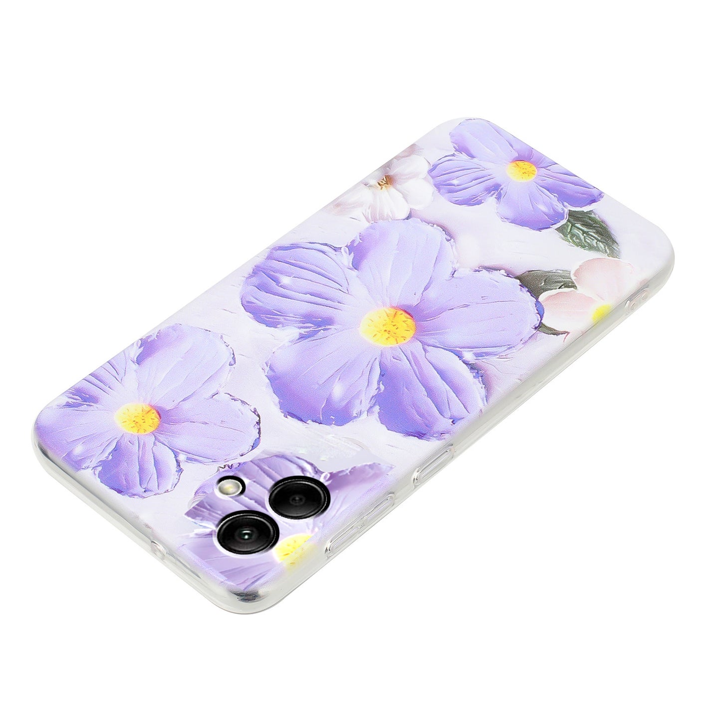 For Samsung Galaxy A06 Case Pattern Printing Soft TPU Back Phone Cover - Purple Flower