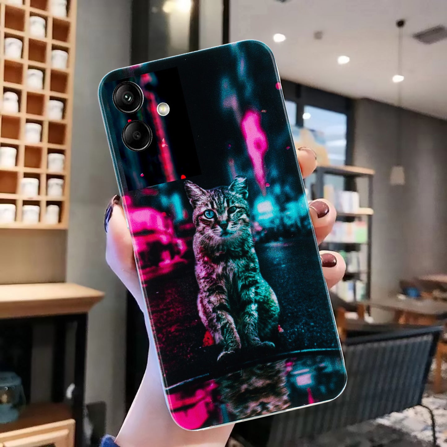 For Samsung Galaxy A06 Case Pattern Printing Soft TPU Back Phone Cover - Traffic Light Cat