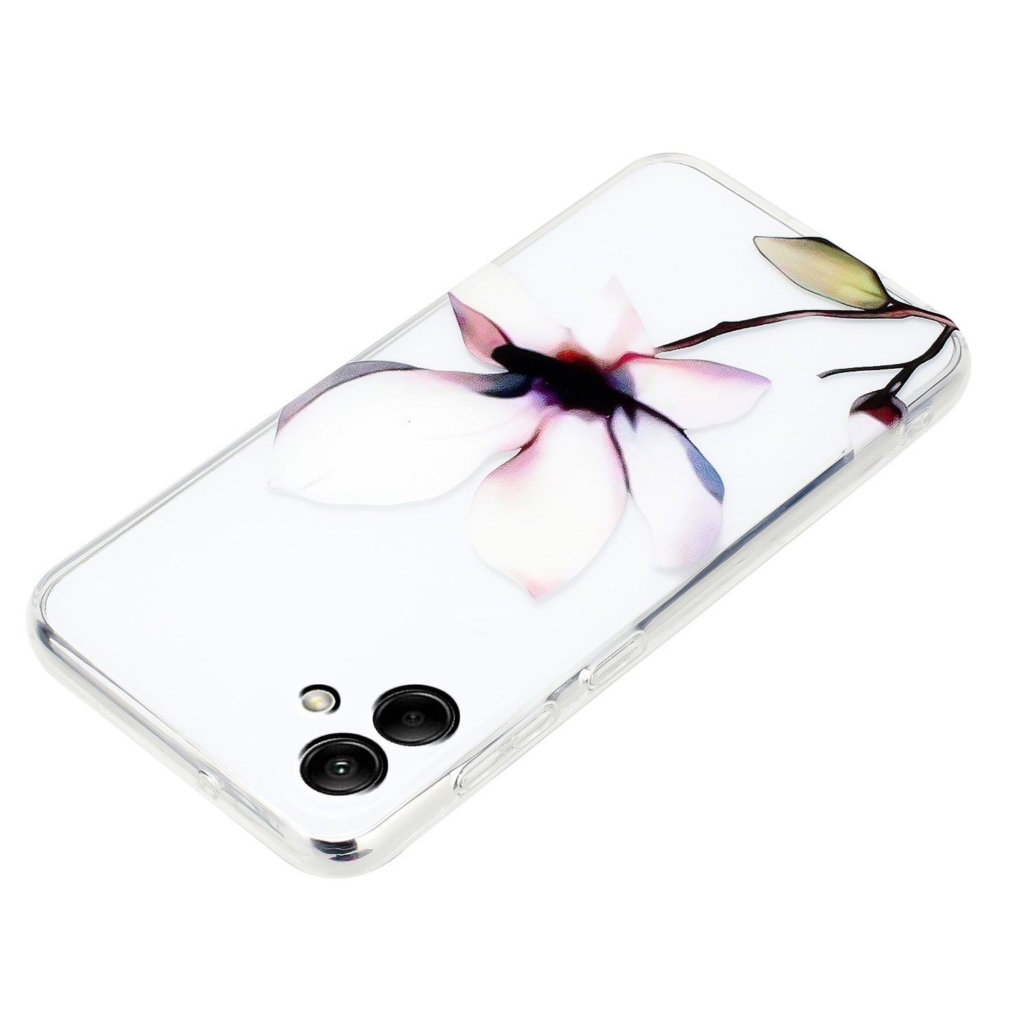 For Samsung Galaxy A06 Case Pattern Printing Soft TPU Back Phone Cover - White Flower