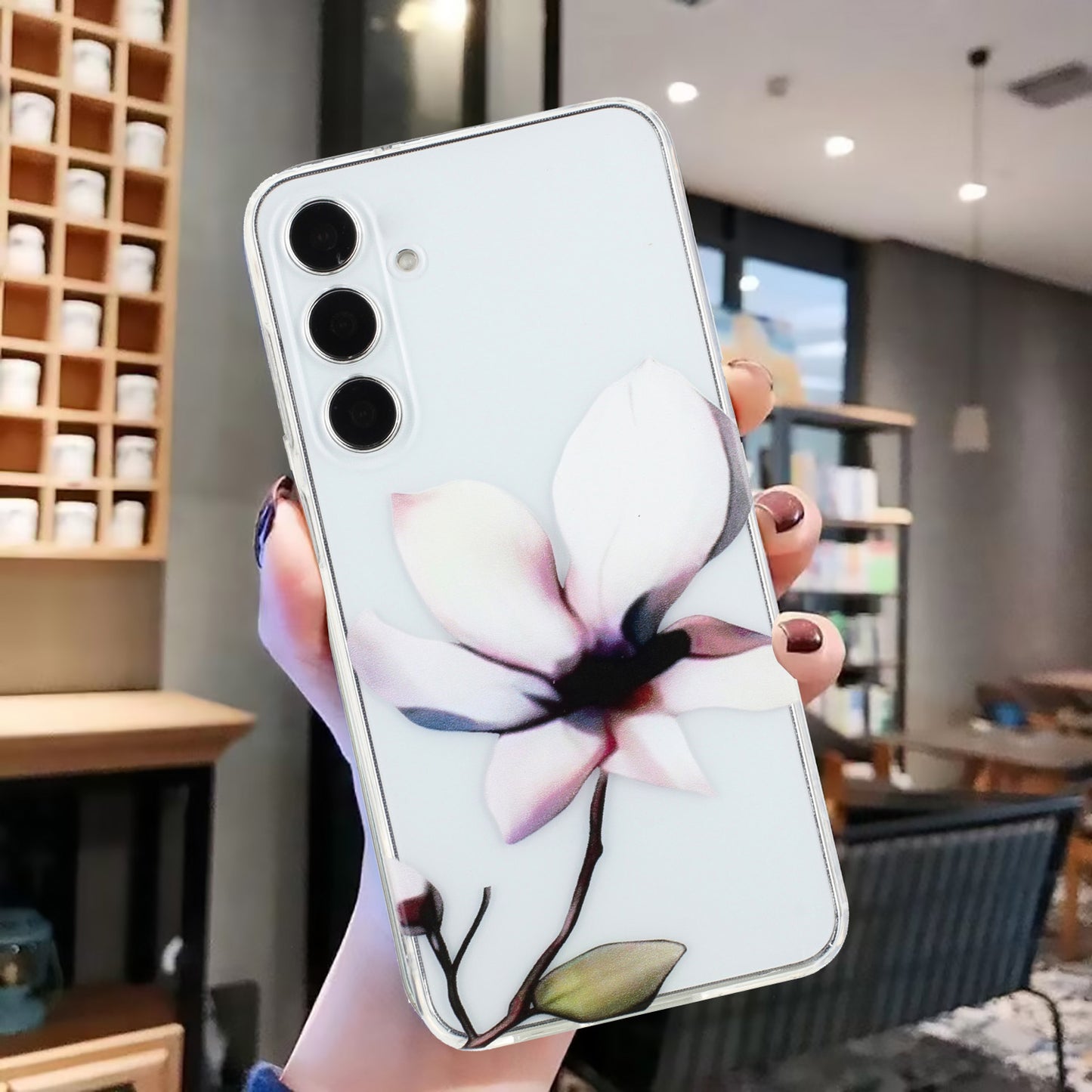 For Samsung Galaxy A16 5G / A16 4G Case Pattern Printing Soft TPU Back Phone Cover - White Flower