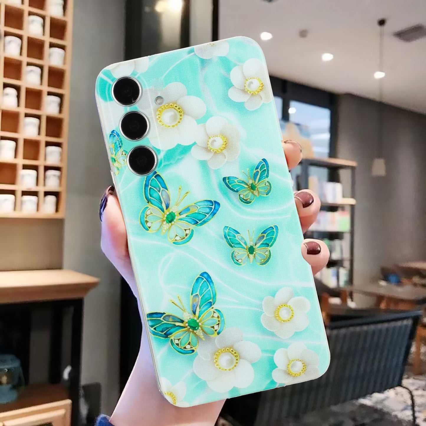 For Samsung Galaxy A16 5G / A16 4G Case Pattern Printing Soft TPU Back Phone Cover - Butterfly Flower