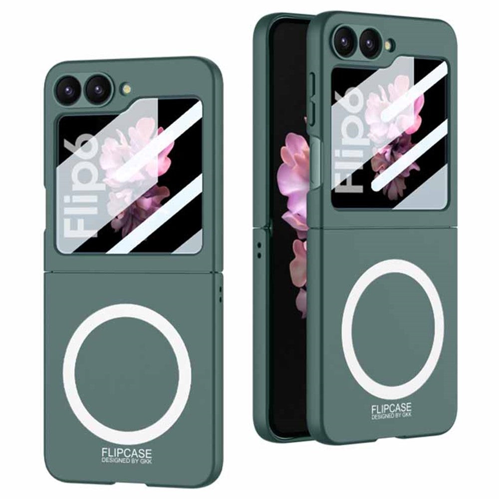 GKK For Samsung Galaxy Z Flip7 FE 5G / Z Flip6 5G Case Compatible with MagSafe PC Phone Cover with Screen Film - Green