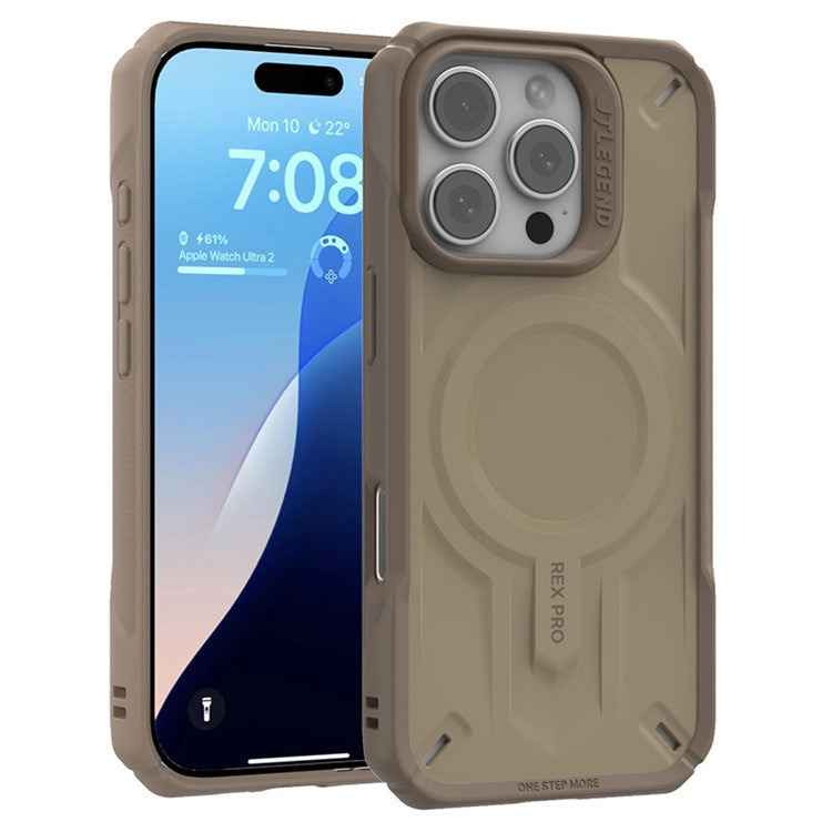 JTLEGEND REX Pro Kooling Mag Series For iPhone 16 Pro Magnetic Case PC+TPU Shockproof Phone Cover - Khaki