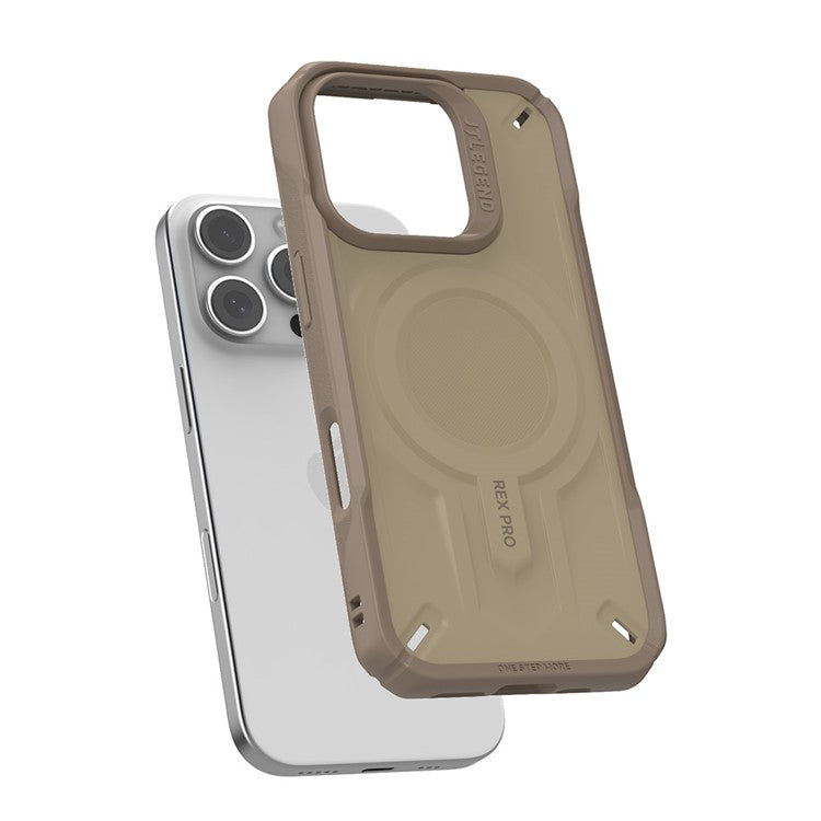 JTLEGEND REX Pro Kooling Mag Series For iPhone 16 Pro Magnetic Case PC+TPU Shockproof Phone Cover - Khaki