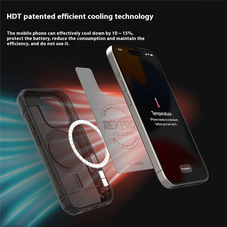JTLEGEND REX Pro Kooling Mag Series For iPhone 16 Pro Magnetic Case PC+TPU Shockproof Phone Cover - Khaki