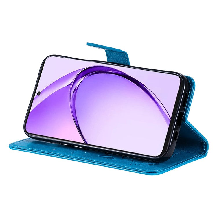 KT Imprinting Flower Series-4 For Oppo A3 Pro (Global) 5G Case Cat Bee Pattern Flip Leather Phone Cover - Blue