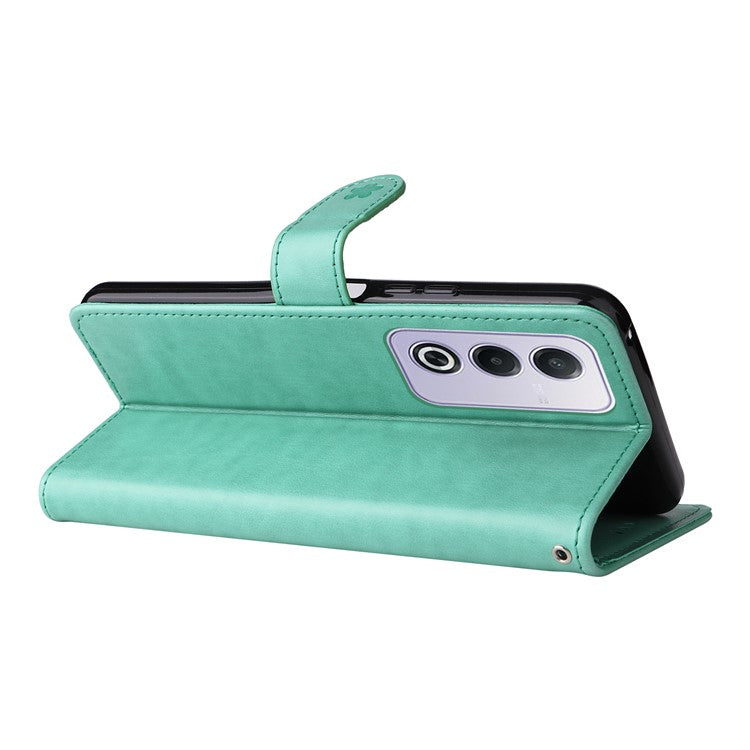 KT Imprinting Flower Series-4 For Oppo A3 Pro (Global) 5G Case Cat Bee Pattern Flip Leather Phone Cover - Green