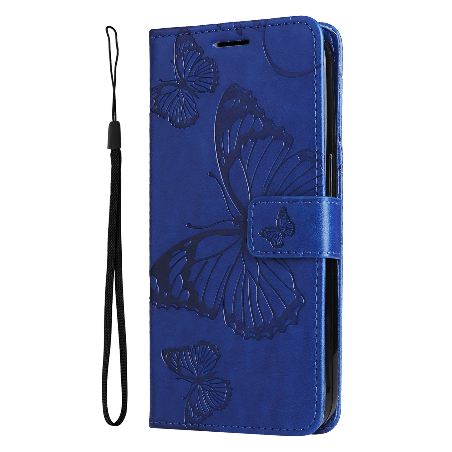 KT Imprinting Flower Series-2 For Samsung Galaxy A16 5G / A16 4G Case Floral Butterfly Leather Wallet Phone Cover - Blue
