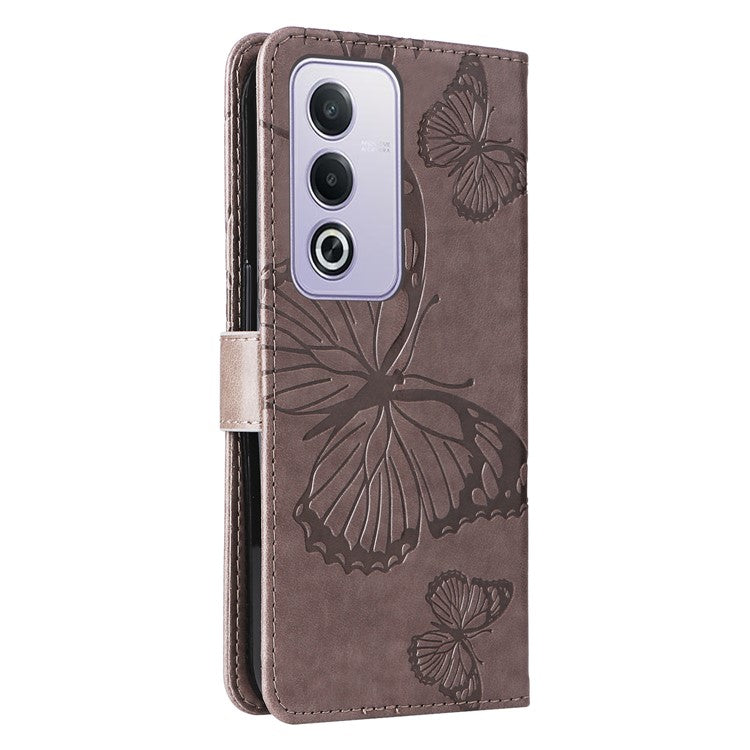KT Imprinting Flower Series-2 For Oppo A3 Pro (Global) 5G Case Floral Butterfly Leather Wallet Phone Cover - Grey