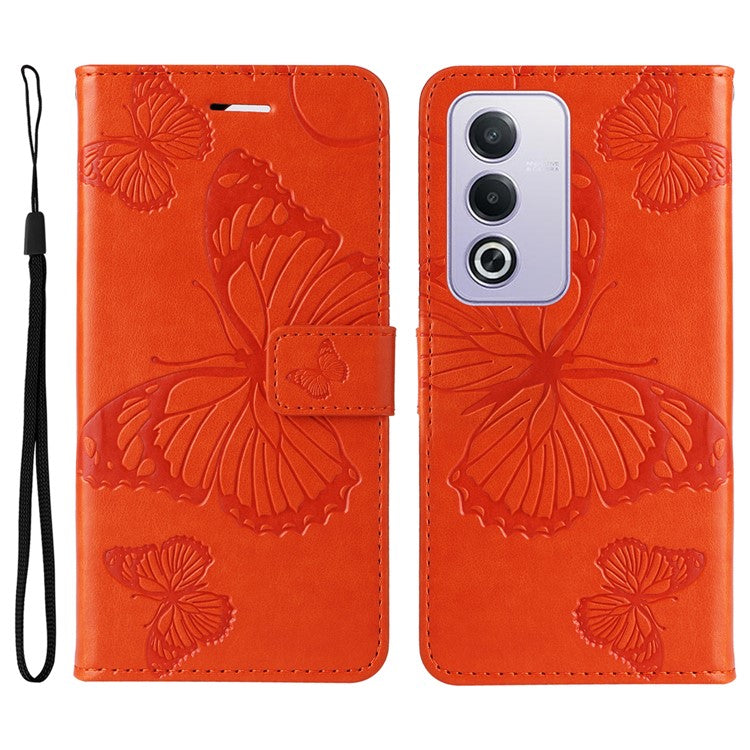 KT Imprinting Flower Series-2 For Oppo A3 Pro (Global) 5G Case Floral Butterfly Leather Wallet Phone Cover - Orange